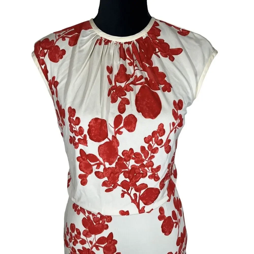 Tory Burch Lydie Flora Print Pencil Slim Dress Romantic Workwear Chic Size XS
